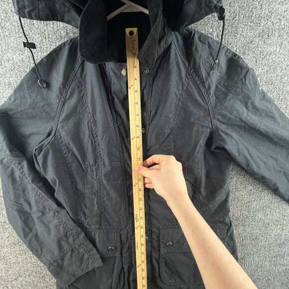 Barbour Retail Beadnell Jacket Waxed Women Full Zip Blue Hooded Size US 4 Adult - Picture 5 of 16